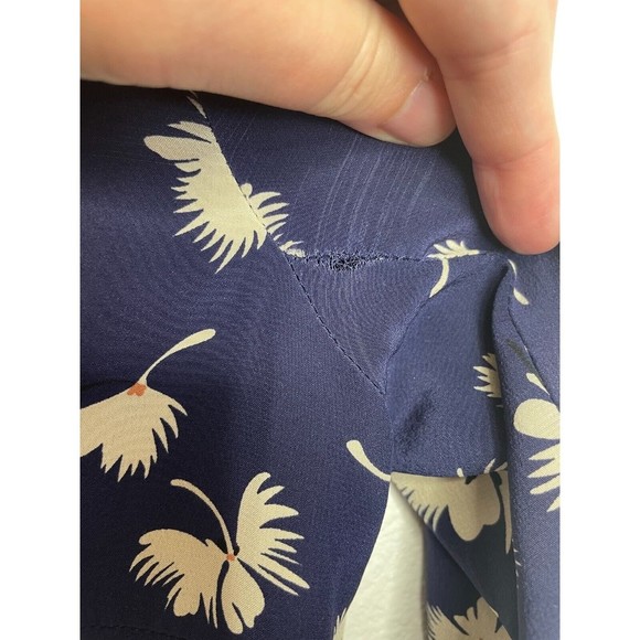 Club Monaco Size 2 Paget Floral Mini Dress Blue Silk Long Sleeve Pleated - Picture 8 of 16